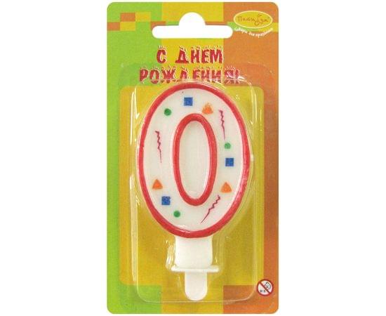 Свеча для торта с держателем ПатиБум "Цифра 0. Красное конфетти", 7см 4607145438642