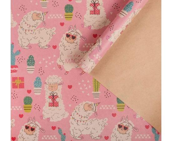 Бумага упаковочная крафтовая "Весёлые ламы" 50х70 см 4947115