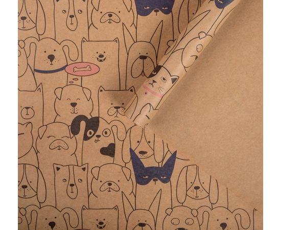 Бумага упаковочная крафтовая "Забавные персонажи"  50х70 см 4947127 4947127