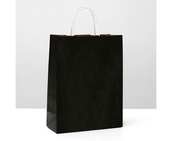 Пакет крафт, черный с белой ручкой, 25 х 11 х 32 см 5005869