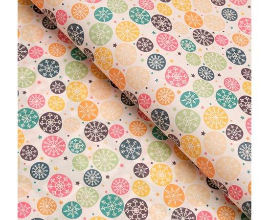 Бумага упаковочная, крафт, "Разноцветные снежинки", 50 х 70 см 5112942 5112942