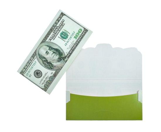 Конверт для денег "100 долларов" зеленые, глиттер 6913222 6913222