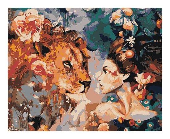 Картина по номерам КАКАДУ 40х50 KA 00027 Девушка и лев KA 00027