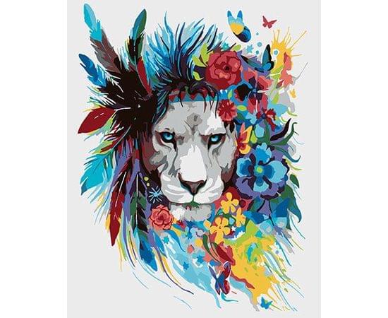 Картина по номерам КАКАДУ 40х50 KA 00070 Лев в цветах KA 00070