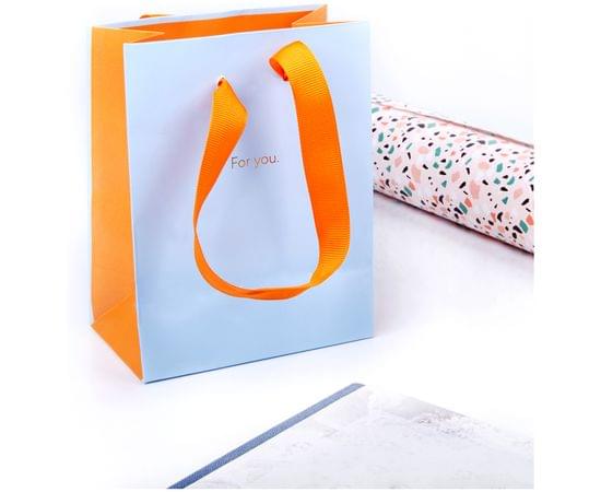 Пакет подарочный 11*14*6,5см MESHU "Duotone. Sky blue", отд. фольгой, матовая ламинация YPs_33012