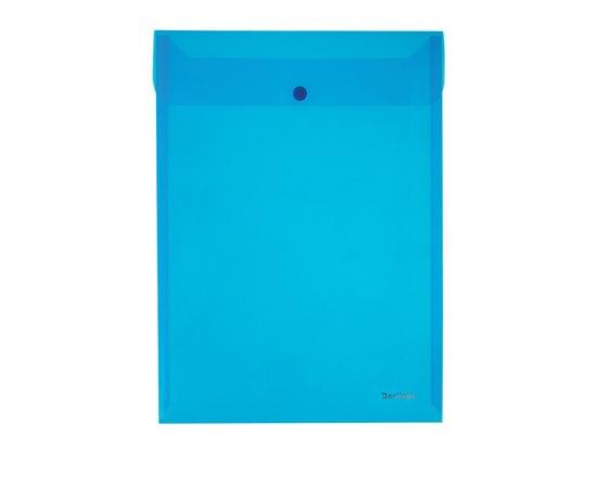 Папка-конверт на кнопке Berlingo, А4, 180мкм, вертикальная, синяя AKk_04002