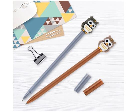 Ручка шариковая MESHU "Owls" синяя, 0,7мм, корпус ассорти, с топпером 296376