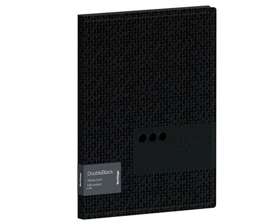 Папка с 60 вкладышами Berlingo "DoubleBlack", 24мм, 600мкм, черная, с внутр. карманом, с рисунком DB4_30701