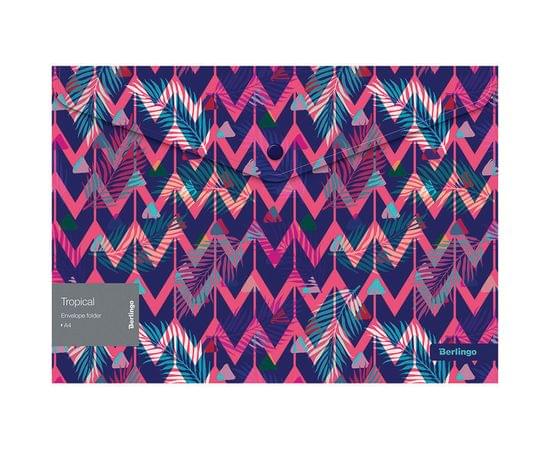 Папка-конверт на кнопке Berlingo "Tropical" А4, 180мкм, с рисунком EFb_A4071