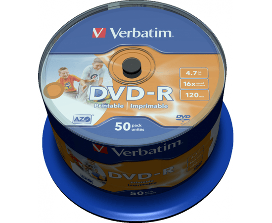 Матрица DVD-R 4.7Gb Verbatim 16X Cake Box (50) AZO WIDE PRINTABLE (43533) 43533