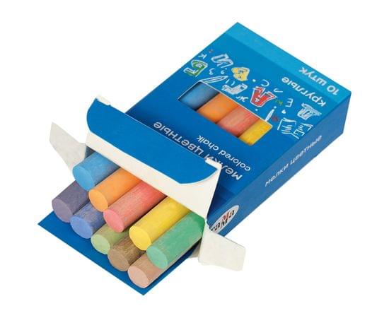 Мелки школьные Гамма, цветные, 10шт., мягкие, круглые, картонная упаковка, европодвес 909193