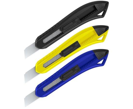 Нож канцелярский 18мм Berlingo "Razzor 100", push-lock, ассорти, европодвес BM4126