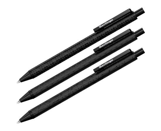 Ручка шариковая автоматическая Berlingo "DoubleBlack" синяя, 0,7мм CBm_07010