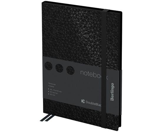 Записная книжка А6 80л., кожзам, Berlingo "DoubleBlack", черный срез, черная, с рисунком NB0_94603