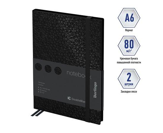 Записная книжка А6 80л., кожзам, Berlingo "DoubleBlack", черный срез, черная, с рисунком NB0_94603