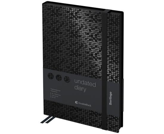 Ежедневник недатированный, А5, 136л., кожзам, Berlingo "DoubleBlack", черный срез, черный, с рисунком UD0_94501