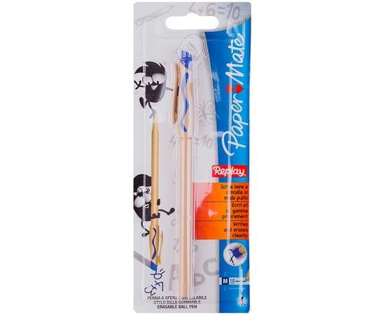 Ручка шариковая стираемая Paper Mate "Replay Medium" синяя, 1,0мм, блистер 167189