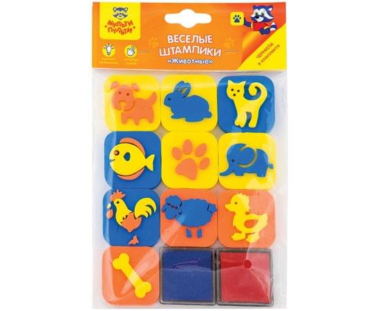 Набор штампиков для творчества Мульти-Пульти "Животные", EVA, 10шт., с чернилами ES_16359