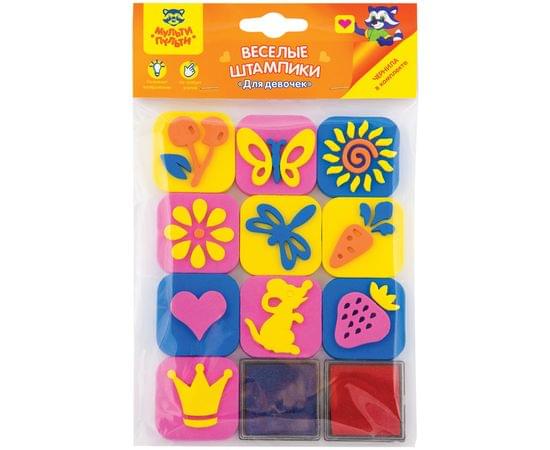 Набор штампиков для творчества Мульти-Пульти "Для девочек", EVA, 10шт., с чернилами ES_16363