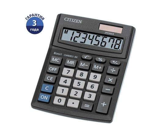 Калькулятор настольный Citizen Business Line CMB801-BK, 8 разрядов, двойное питание, 102*137*31мм, черный CMB801-BK