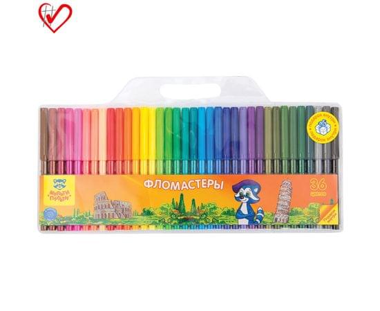 Фломастеры Мульти-Пульти "Енот в Италии", 36цв., смываемые, блистер WP_16676