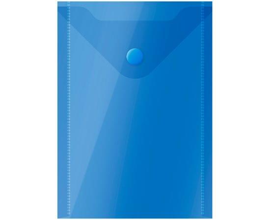 Папка-конверт на кнопке OfficeSpace А6 (105*148мм), 150мкм, пластик, полупрозрачная, синяя 267535