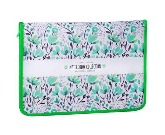 Папка для труда 1 отделение, А4, ArtSpace "Floral design", пластик, молния вокруг, откид. планка 276053