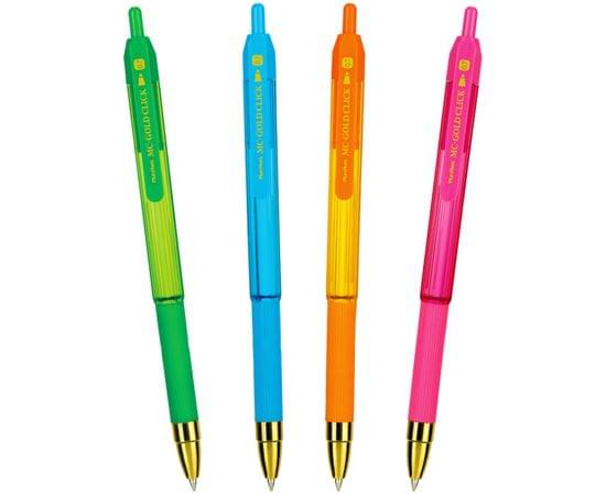 Ручка шариковая автоматическая MunHwa "MC Gold Click" синяя, 0,7мм, грип, штрих-код, корпус ассорти GCC07-02