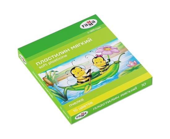 Пластилин восковой мягкий Гамма "Пчелка", 10 цветов, 150г, со стеком, картон. упаковка 280031Н