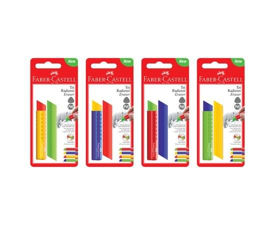 Ластик Faber-Castell "Tri" треугольный, 83*12,6*12,3мм, пласт. футляр, ассорти, блистер 182329