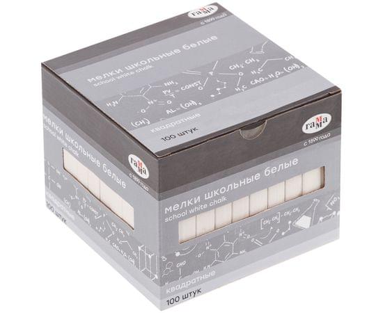Мелки школьные Гамма, белые, мягкие, квадратные, картонная коробка 2308193