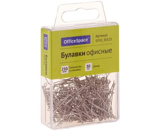 Булавки офисные OfficeSpace, 30мм, 250шт., пластик. коробка, европодвес SP30_30523