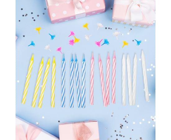 Свечи для торта с держателями MESHU "Мини", 2-х цветные, 5,5см, 24шт., блистер MS_32371