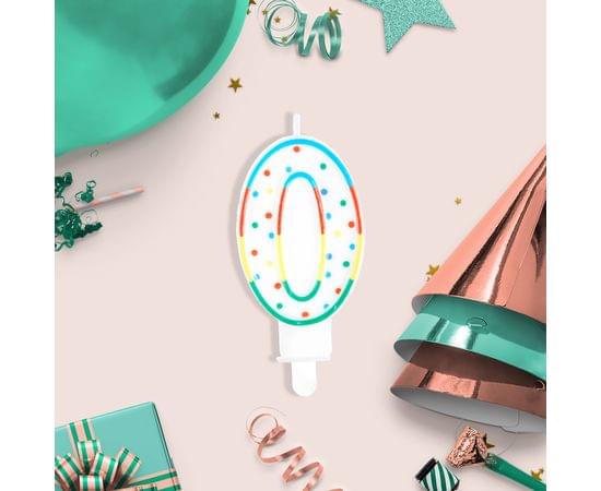 Свеча для торта с держателем MESHU "Цифра 0", 8,5см, блистер MS_32375