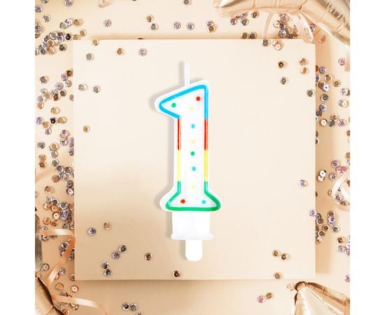 Свеча для торта с держателем MESHU "Цифра 1", 8,5см, блистер MS_32377