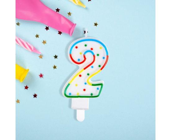 Свеча для торта с держателем MESHU "Цифра 2", 8,5см, блистер MS_32379