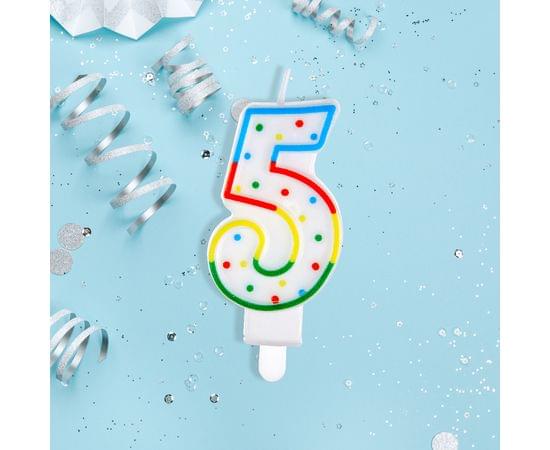 Свеча для торта с держателем MESHU "Цифра 5", 8,5см, блистер MS_32385