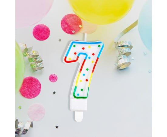 Свеча для торта с держателем MESHU "Цифра 7", 8,5см, блистер MS_32389