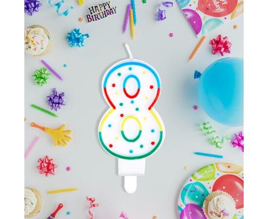 Свеча для торта с держателем MESHU "Цифра 8", 8,5см, блистер MS_32391