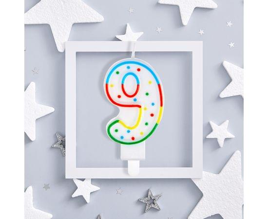 Свеча для торта с держателем MESHU "Цифра 9", 8,5см, блистер MS_32393