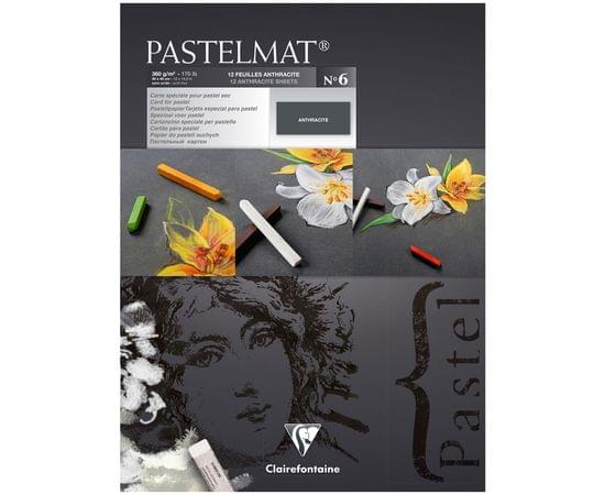 Альбом для пастели 12л. 300*400мм на склейке Clairefontaine "Pastelmat", 360г/м2, бархат, антрацит 96050C