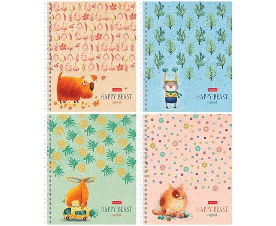 Тетрадь 48л., А5, клетка на гребне Hatber "Счастливчики", тиснение 48Т5тВ1гр