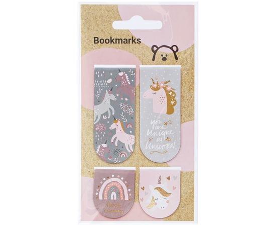 Закладки магнитные для книг, 4шт., 70*132мм, MESHU "Unicorns" MS_39380