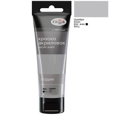 Краска акриловая художественная Гамма "Студия", 75мл, пластиковая туба, серебро 280220815