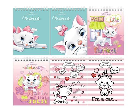 Блокнот 40л А6ф клетка Обл. мел.картон УФ-лак на гребне серия -Кошечка Мари-  (DISNEY) 40Б6В1гр