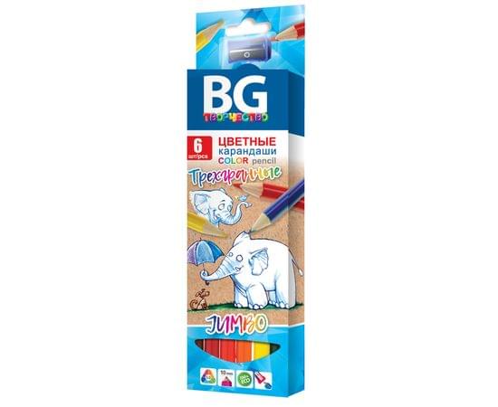 Карандаши цветные BG "Jumbo", 06цв., трехгран., толстые, 5,0мм, европодвес KR6C_t 4643