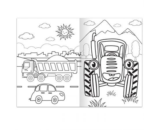 Раскраска 12 стр., А4, «Синий трактор» 7350603