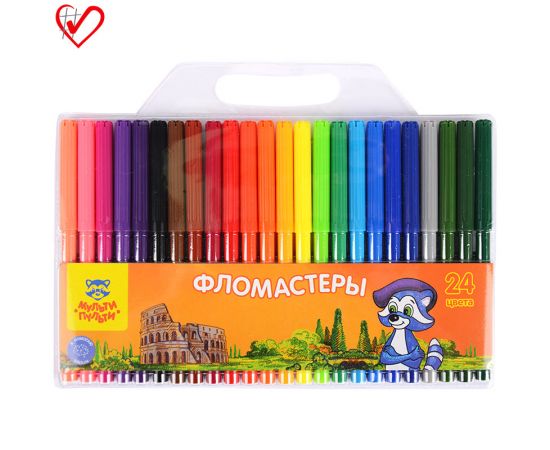 Фломастеры Мульти-Пульти "Енот в Италии", 24цв., смываемые, блистер WP_10730