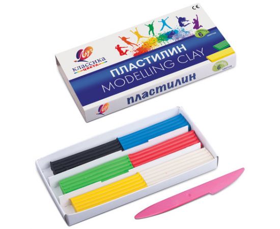 Пластилин классический ЛУЧ "Классика", 6 цветов, 120 г, со стеком, картонная упаковка, 12С878-08 102865