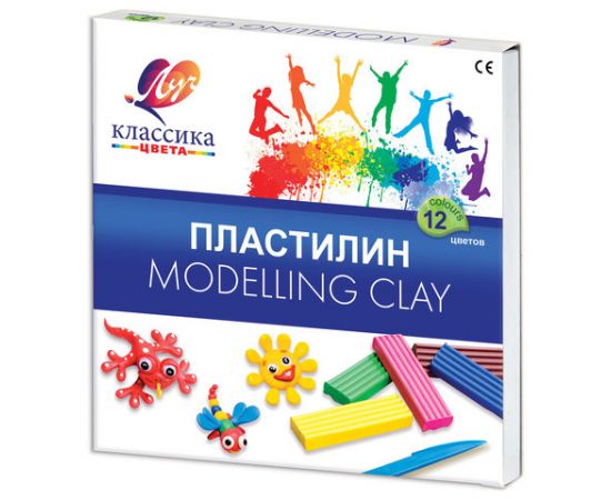 Пластилин Луч КЛАССИКА 12 цв. 240 г ассорти со стеком 7С331-08